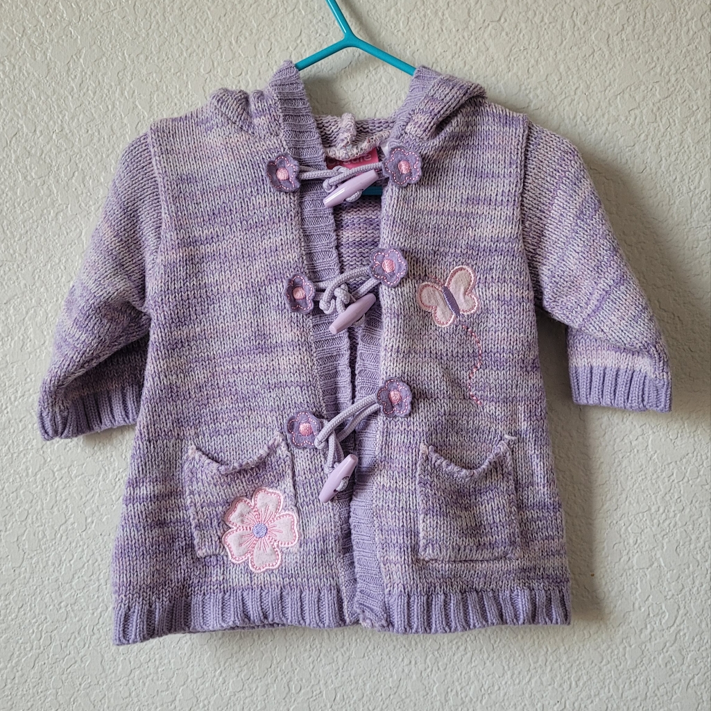 Cradle Togs Girls 3m Purple Button Up Sweater